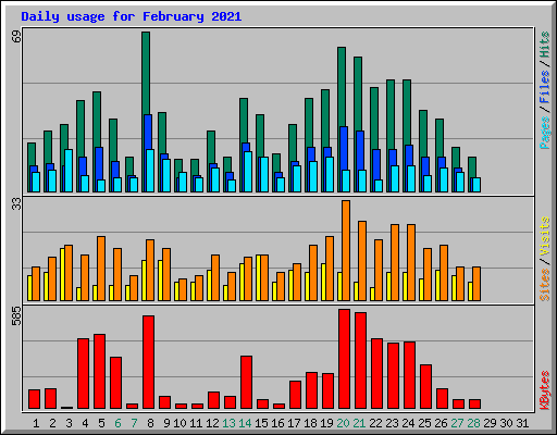 Daily usage for February 2021